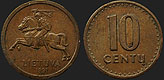 Lietuvos monetos - 10 centų 1991