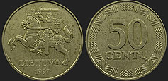 Monety Litwy - 50 centów 1997