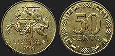 Monety Litwy - 50 centów 1998-2000
