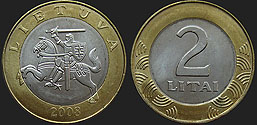 Lietuvos monetos - 2 litai 1998-2010