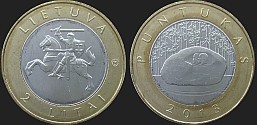 Monety Litwy - 2 lity 2013 - Głaz Puntukas