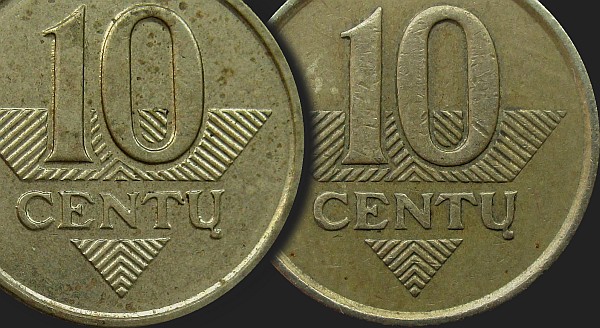 1997 metų 10 centų monetos įvairumas