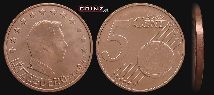 5 euro centów od 2002 - monety Luksemburga
