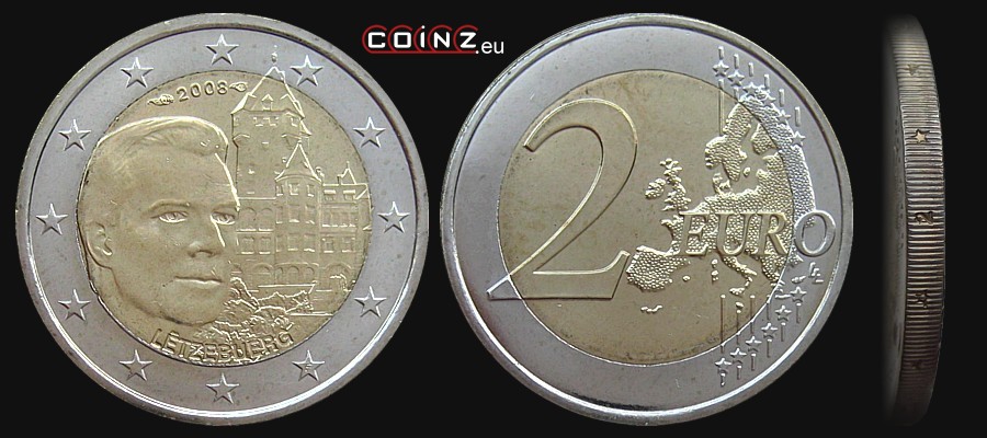 2 euro 2008 Zamek Berg - monety Luksemburga