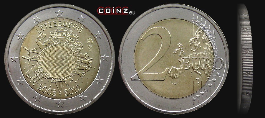 2 euro 2012 - 10 Lat Euro w Obiegu - monety Luksemburga