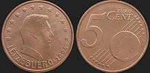 Monety Luksemburga - 5 euro centów od 2002