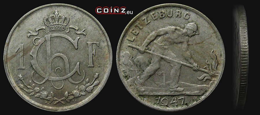1 frank 1946-1947 - monety Luksemburga