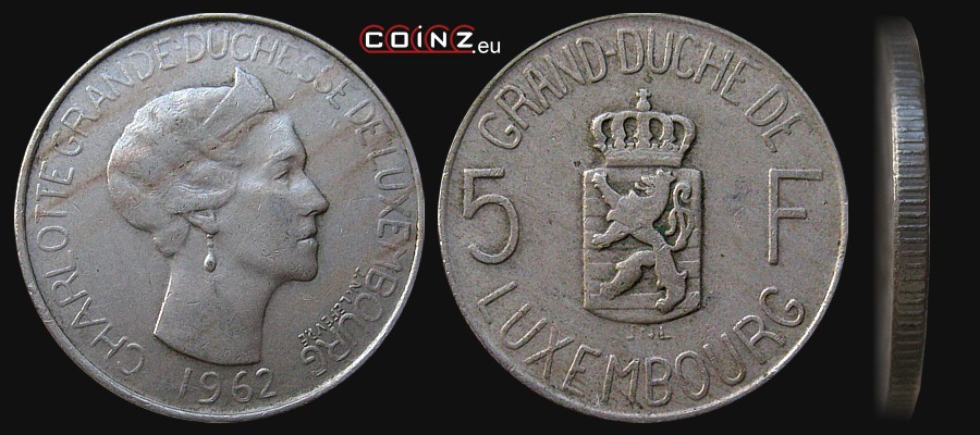 5 franków 1962 - monety Luksemburga