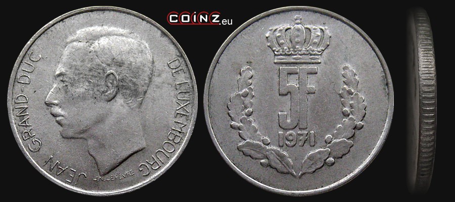 5 franków 1971-1981 - monety Luksemburga
