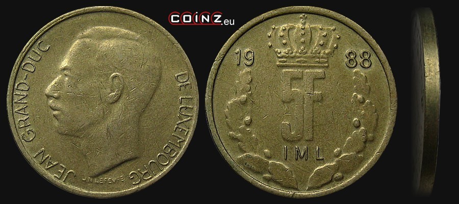5 franków 1986-1988 - monety Luksemburga