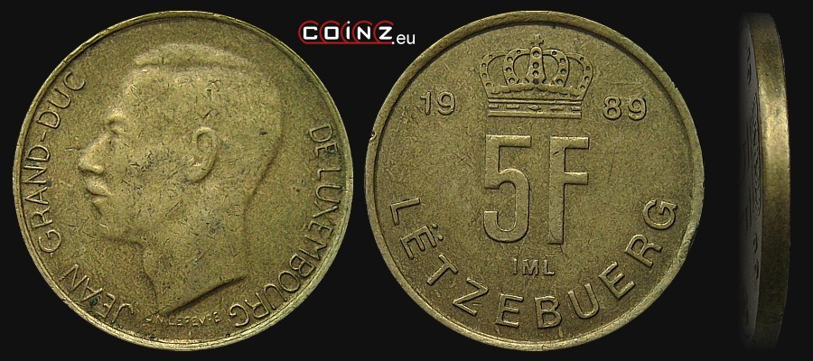 5 franków 1989-1990 - monety Luksemburga