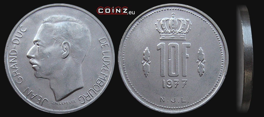 10 franków 1971-1980 - monety Luksemburga