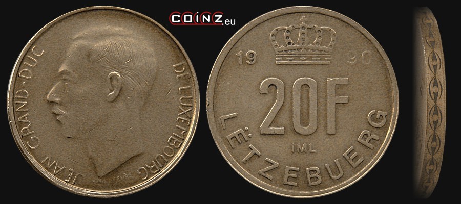20 franków 1990 - monety Luksemburga