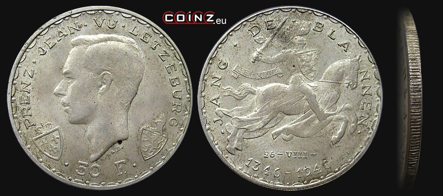 50 franków 1946 Jan I Luksemburski (Jan Ślepy) - monety Luksemburga