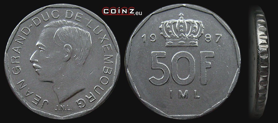 50 franków 1987-1989 - monety Luksemburga