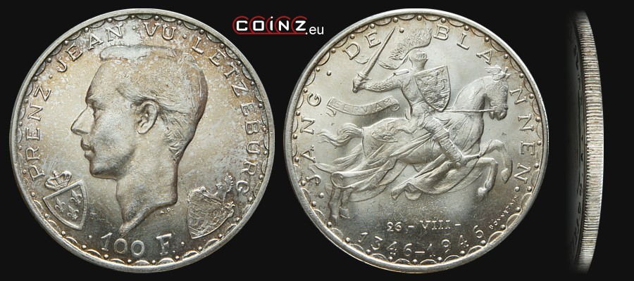 100 franków 1946 Jan I Luksemburski (Jan Ślepy) - monety Luksemburga