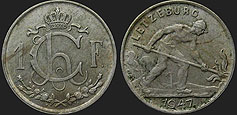 Monety Luksemburga - 1 frank 1946-1947
