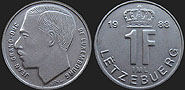 Monety Luksemburga - 1 frank 1988-1991