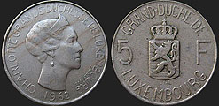 Monety Luksemburga - 5 franków 1962