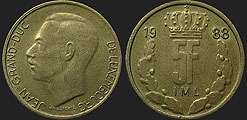 Monety Luksemburga - 5 franków 1986-1988