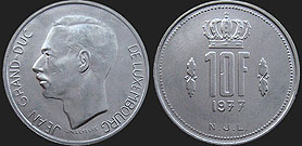 Monety Luksemburga - 10 franków 1971-1980
