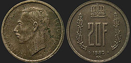 Monety Luksemburga - 20 franków 1980-1983