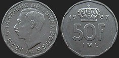 Monety Luksemburga - 50 franków 1987-1989