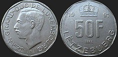 Monety Luksemburga - 50 franków 1989-1991