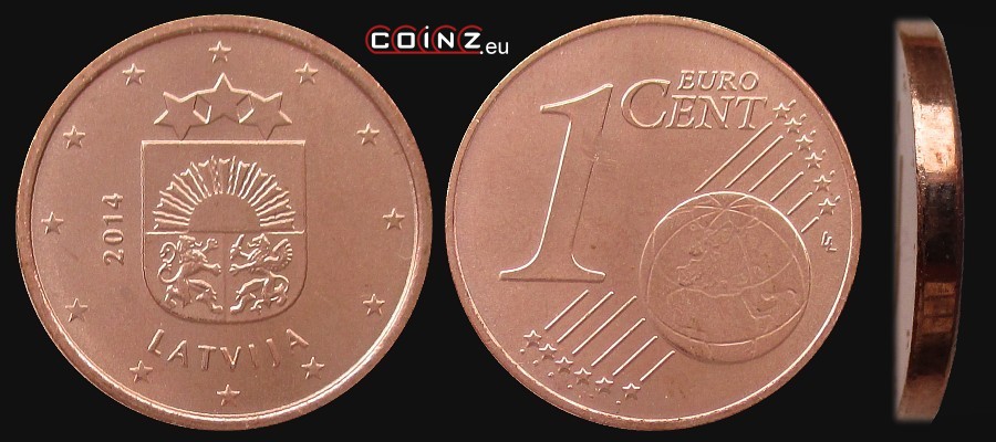 1 euro cent od 2014 - monety Łotwy