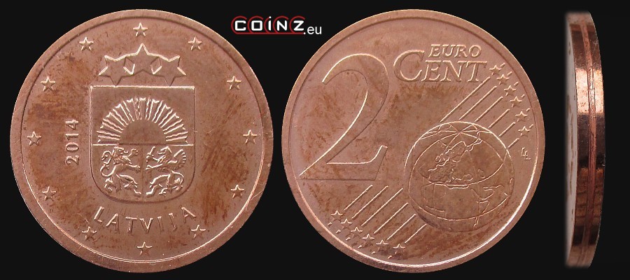 2 euro centy od 2014 - monety Łotwy