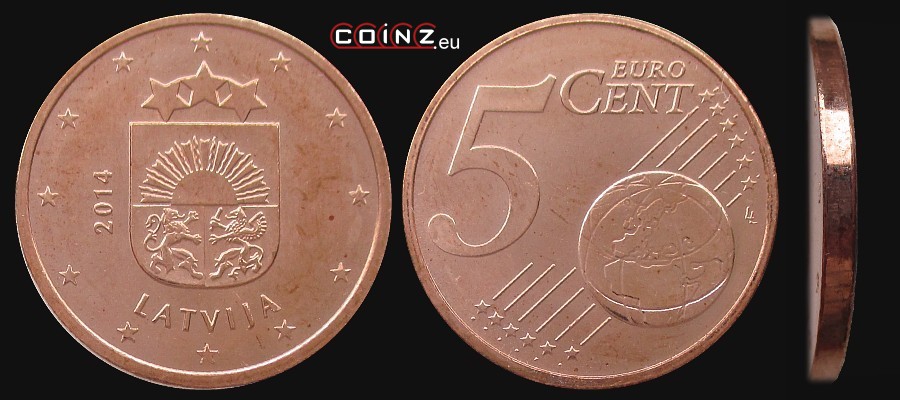 5 euro centów od 2014 - monety Łotwy