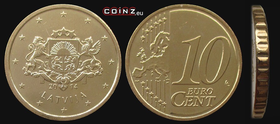 10 euro centów od 2014 - monety Łotwy