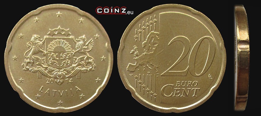 20 euro centów od 2014 - monety Łotwy