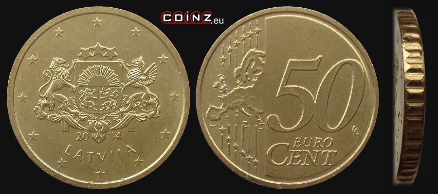 50 euro centów od 2014 - monety Łotwy