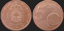 Monety Łotwy - 5 euro centów od 2014