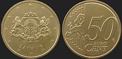 Monety Łotwy - 50 euro centów od 2014