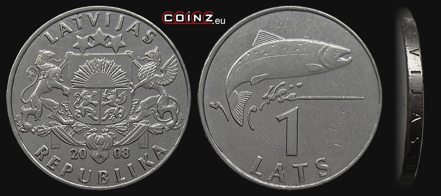 1 łat 1992-2008 - monety Łotwy