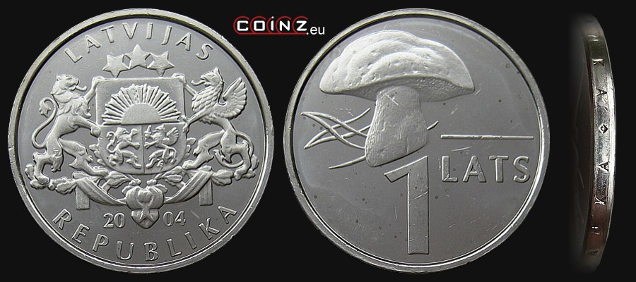 1 łat 2004 Grzyb - monety Łotwy