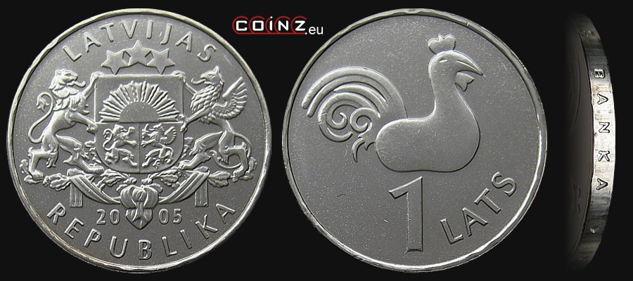 1 łat 2005 Kogut - monety Łotwy