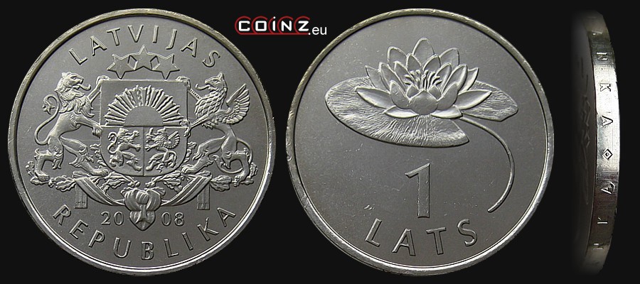 1 łat 2008 Lilia Wodna - monety Łotwy