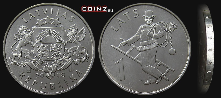 1 łat 2008 Kominiarz - monety Łotwy
