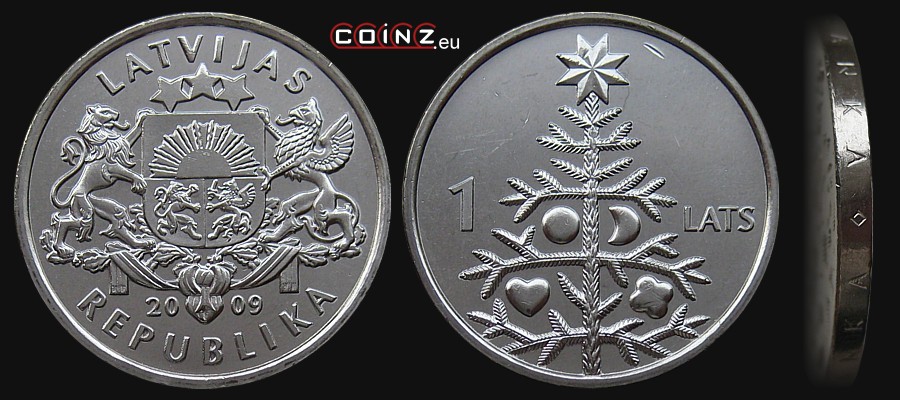 1 łat 2009 Choinka - monety Łotwy