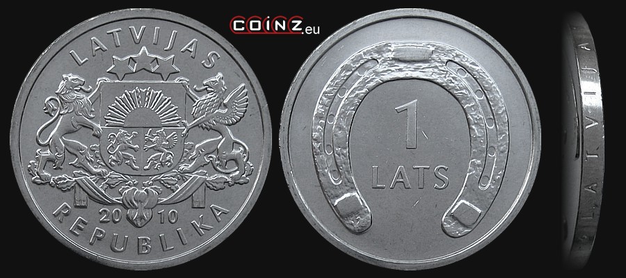 1 łat 2010 Podkowa (w dół) - monety Łotwy