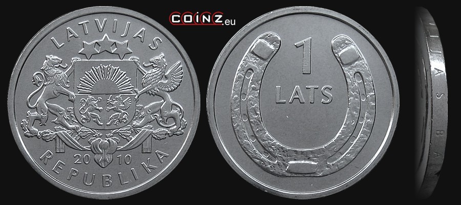 1 łat 2010 Podkowa (w górę) - monety Łotwy