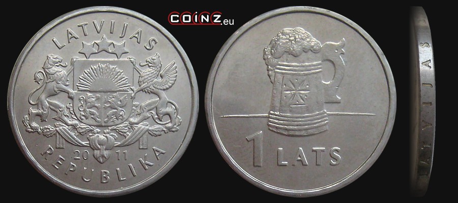 1 łat 2011 Kufel Piwa - monety Łotwy