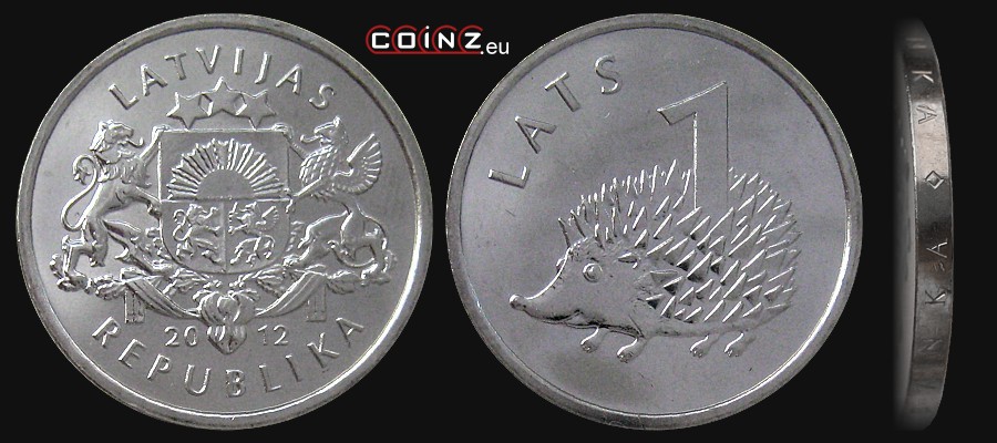 1 łat 2012 Jeż - monety Łotwy