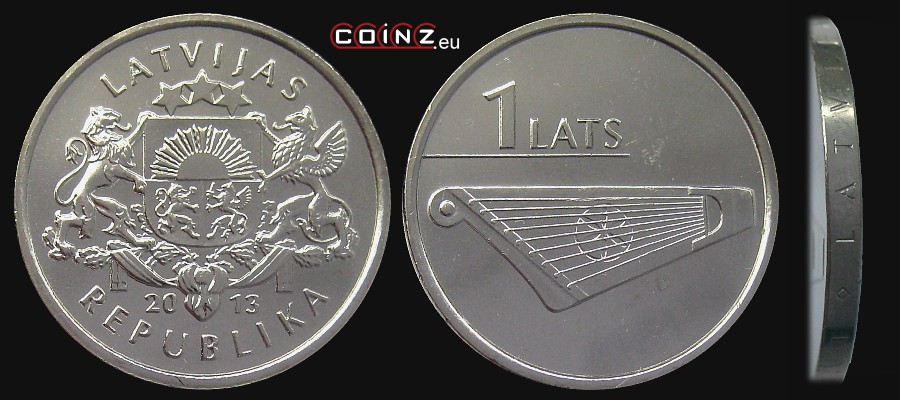 1 łat 2013 Gęśle - monety Łotwy