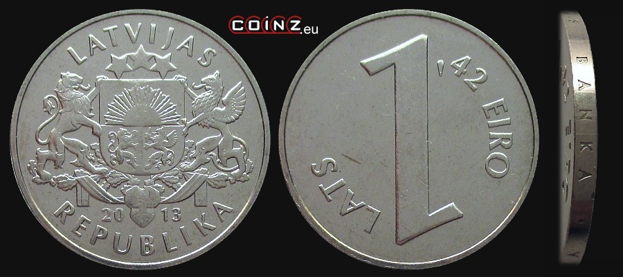 1 łat 2013 Parytet Łata i Euro - monety Łotwy