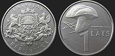Monety Łotwy - 1 łat 2004 Grzyb