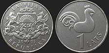 Monety Łotwy - 1 łat 2005 Kogut